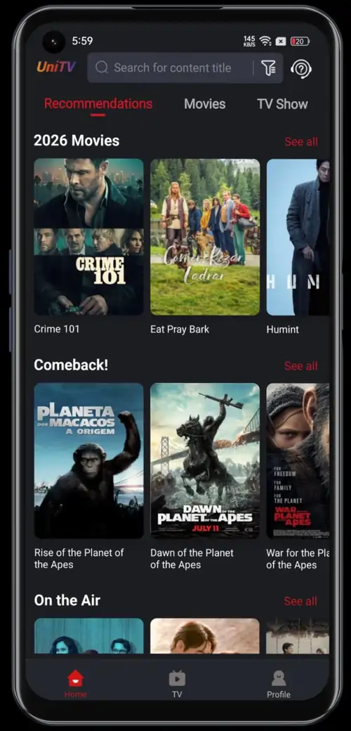 UniTV APK (V3.24.1 Atualizado) ↓ Download para GRÁTIS Visão Geral do UniTV APK 2